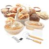 Complete Bread Baking Kit Banneton Proofing Basket Set 9In Round And 10In Oval Basket With Linen Liner Lame Dough Scraper Blender Whisk