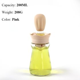 BBQ Tool Oil Bottle With Silicone Brush Oil Spray Baking Barbecue Grill Oil Dispenser Cookware Baking Kitchen Accessories (Color: style b pink)