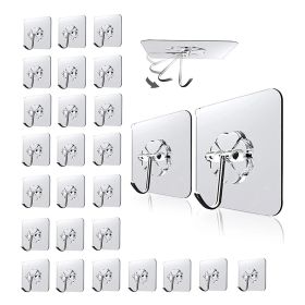 30pcs Practical Adhesive Hooks; Multifunctional Hooks; Transparent Anti-Skid Traceless Hooks; Kitchenware Hook (Color: Transparent)